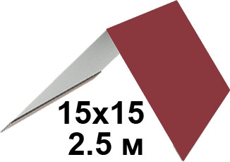 Конек кровли простой 150х150мм RAL3003 Рубин длина 2.5 метра