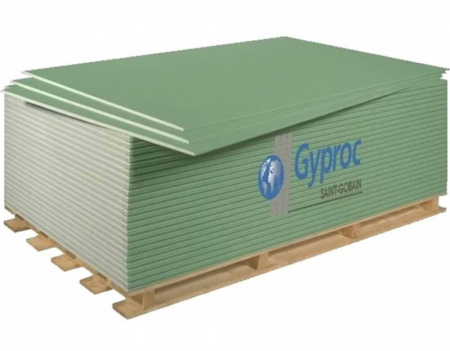 Гипсокартон ГКЛВ-УК GYPROC (2500-1200-9,5) ВЛАГОСТОЙКИЙ S=3,0м2 (1уп./60шт)